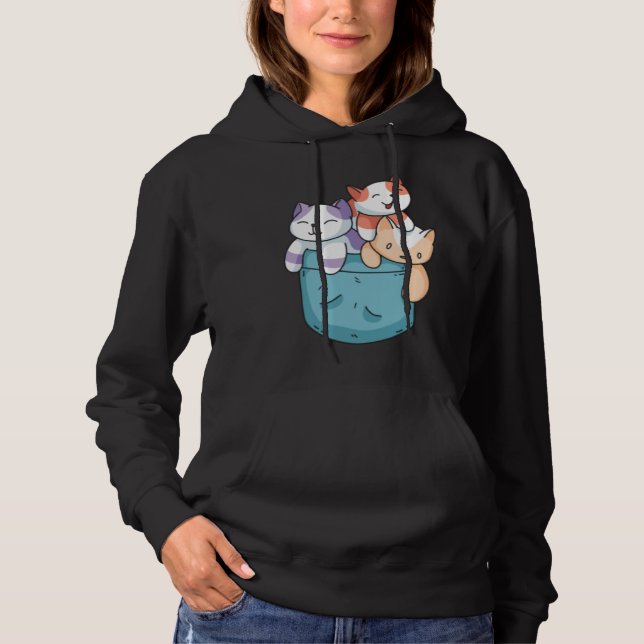 Cute 3 Cats in a Pocket  Cat   Kids Boys Girls Hoodie (Vorderseite)