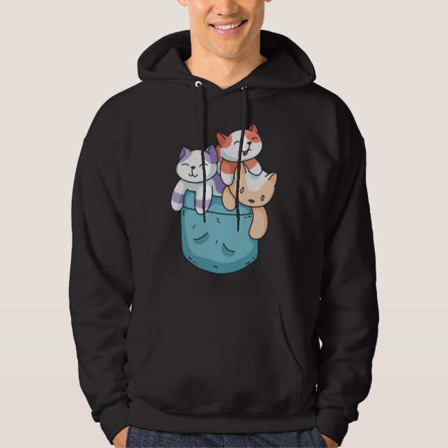 Cute 3 Cats in a Pocket  Cat   Kids Boys Girls Hoodie (Vorderseite)
