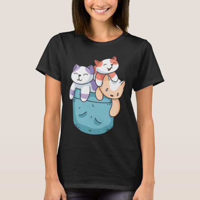 Cute 3 Cats in a Pocket  Cat   Kids Boys Girls T-Shirt (Vorderseite)