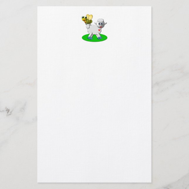 Cute 3-D Look Bee and Lamb Briefpapier (Vorderseite)