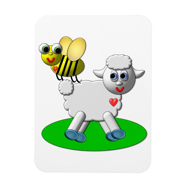 Cute 3-D Look Bee and Lamb Magnet (Vertikal)