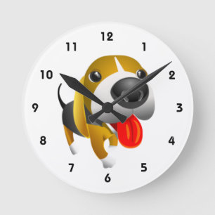 Cute 3d Basset Hound Dog Runde Wanduhr