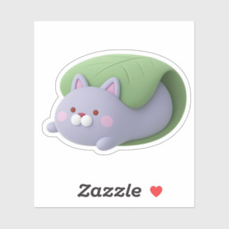 Cute 3D Cat Kashiwamochi Japanese Rice Cake Sticke Aufkleber