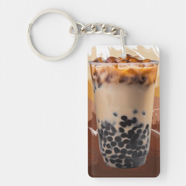 Cute 3D Milk Tea Design – Boba Lover Aesthetic Schlüsselanhänger (Vorderseite)