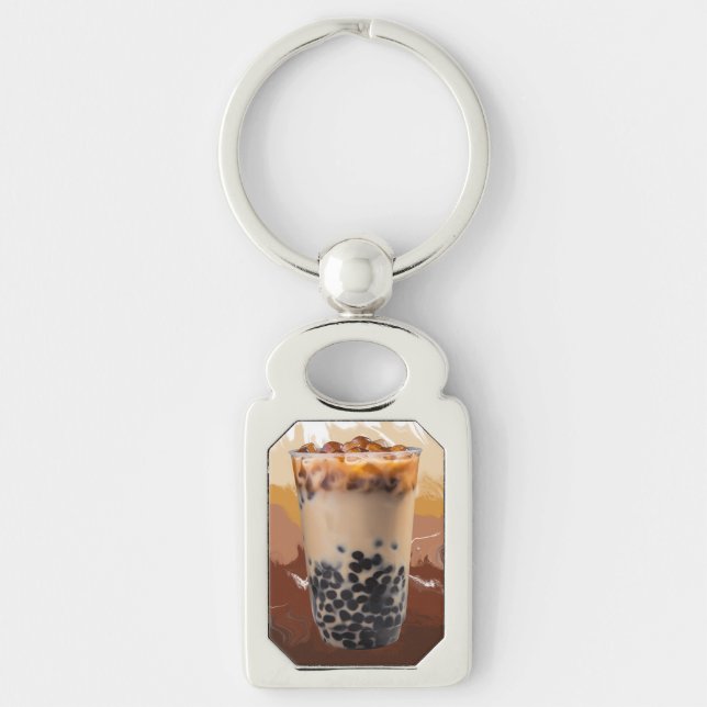 Cute 3D Milk Tea Design – Boba Lover Aesthetic Schlüsselanhänger (Vorderseite)