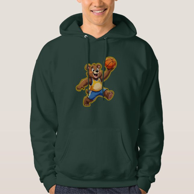 Cute 3D Teddy Bear Playing Basketball – Adorable S Hoodie (Vorderseite)