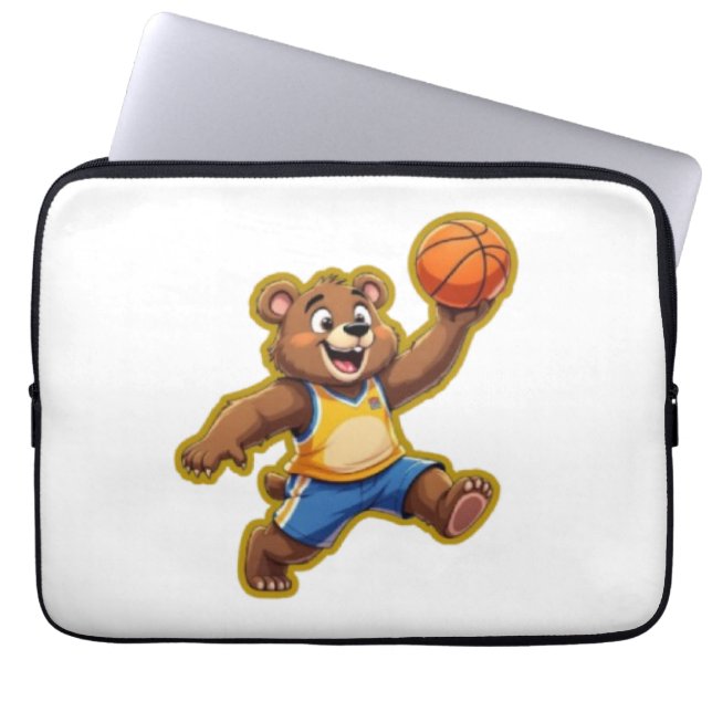 Cute 3D Teddy Bear Playing Basketball – Adorable S Laptopschutzhülle (Vorderseite)