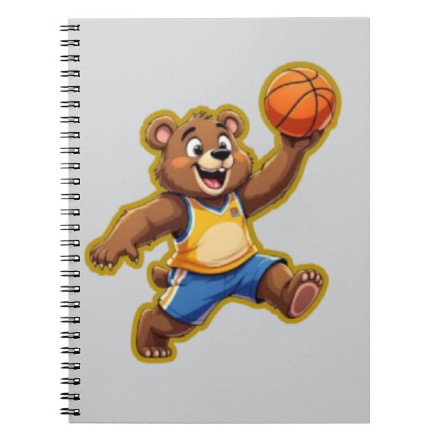 Cute 3D Teddy Bear Playing Basketball – Adorable S Notizblock (Vorderseite)