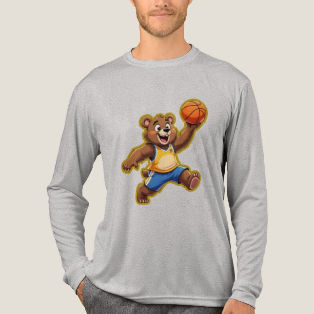 Cute 3D Teddy Bear Playing Basketball – Adorable S Tri-Blend Shirt (Vorderseite)