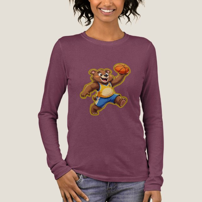 Cute 3D Teddy Bear Playing Basketball – Adorable S Tri-Blend Shirt (Vorderseite)