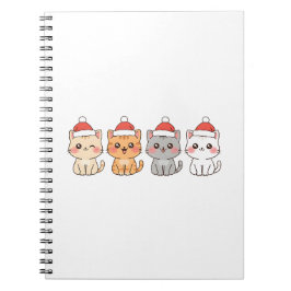 Cute 4 Kawaii Cats Christmas Design – Holiday Pet  Notizblock