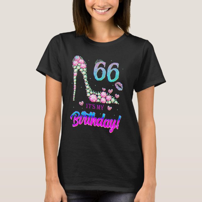 Cute 66 Years Old It's My 66th Birthday Party T-Shirt (Vorderseite)