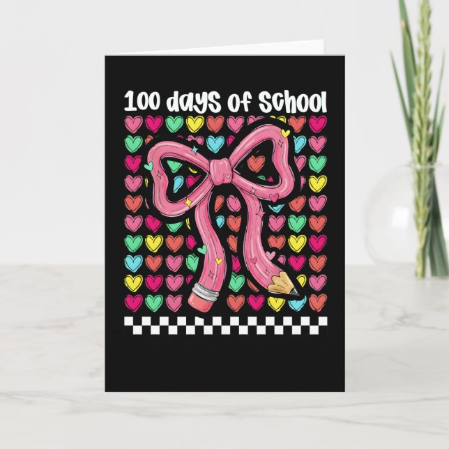 Cute 67 Days Of School Pencil Bow Classroom Theme Karte (Vorderseite)