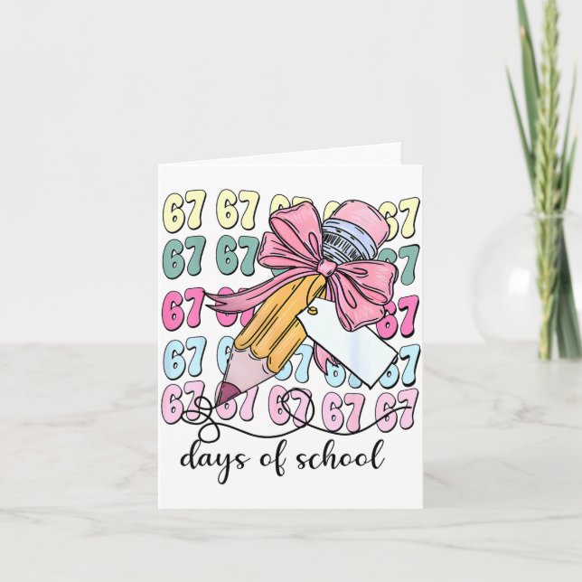 Cute 67 Days Smarter 67 Days Of School Coquette Bo Karte (Vorderseite)