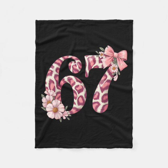 Cute 67 Meme Nk Bow Leopard Floral For Girl Women  Fleecedecke (Vorderseite)