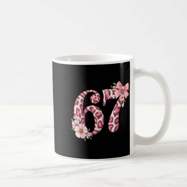 Cute 67 Meme Nk Bow Leopard Floral For Girl Women  Kaffeetasse (Rechts)