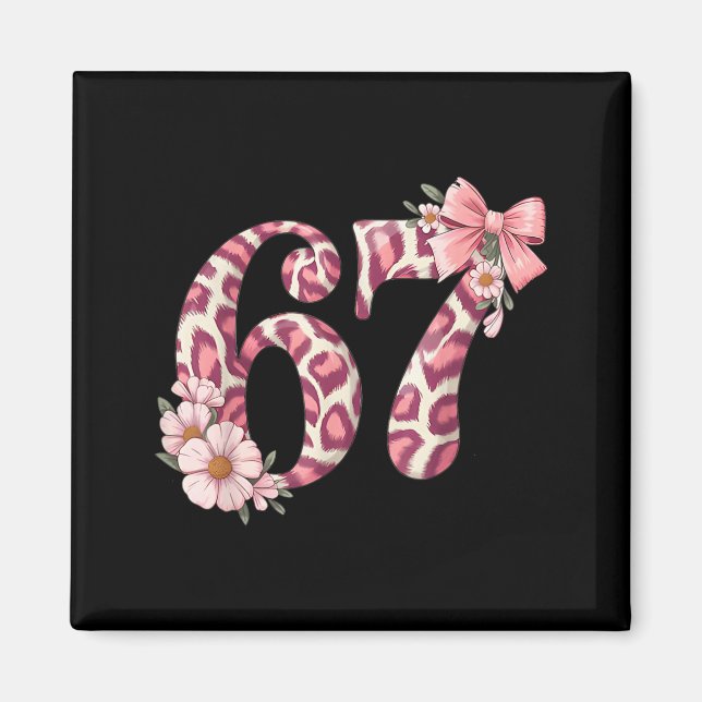 Cute 67 Meme Nk Bow Leopard Floral For Girl Women  Magnet (Vorne)