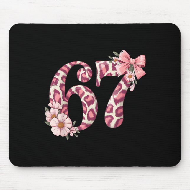 Cute 67 Meme Nk Bow Leopard Floral For Girl Women  Mousepad (Vorne)