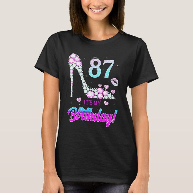 Cute 87 Years Old It's My 87th Birthday Party T-Shirt (Vorderseite)