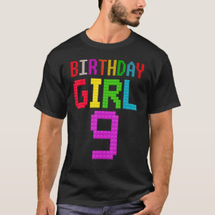 Cute 9th Birthday Gift 9 Years Old Block Building T-Shirt