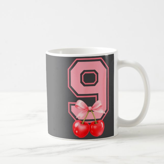 Cute 9th Birthday Girl Nk Cherry Coquette Bow 9 Ye Kaffeetasse (Rechts)