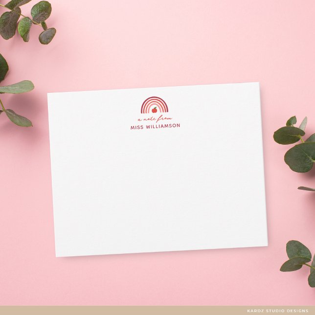 Cute A Note From Teacher Name Note Mitteilungskarte (Card shown is 4.25 x 5.5 inches. Choose size, paper, and corner style.)