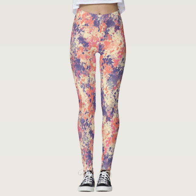 Cute Abstract Purple And Pink Camouflage Pattern. Leggings (Vorderseite)
