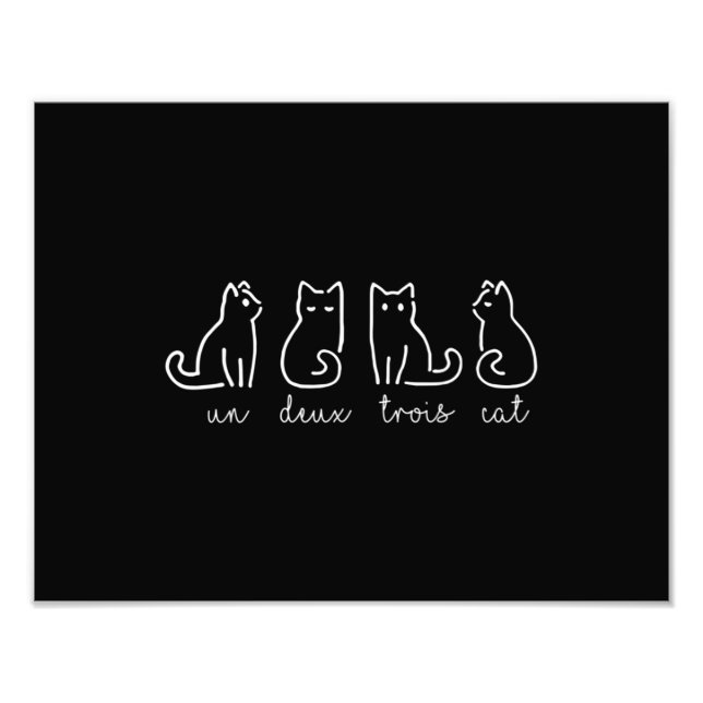 Cute Abstract Un Deux Trois Cat French Kitty Fotodruck (Vorne)