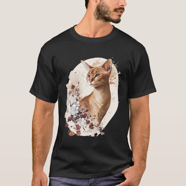 Cute Abyssinian Cat Japanese Cherry Blossom Sakura T-Shirt (Vorderseite)
