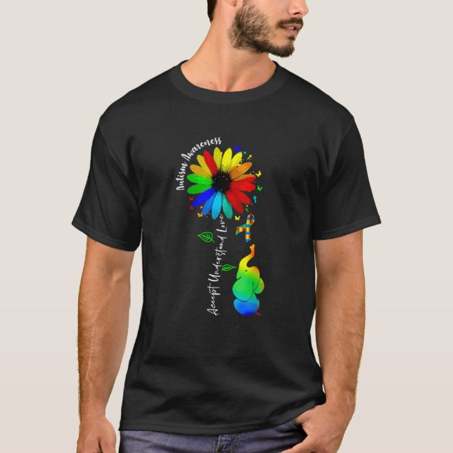 Cute Accept Understand Love Autism Awareness Sunfl T-Shirt (Vorderseite)