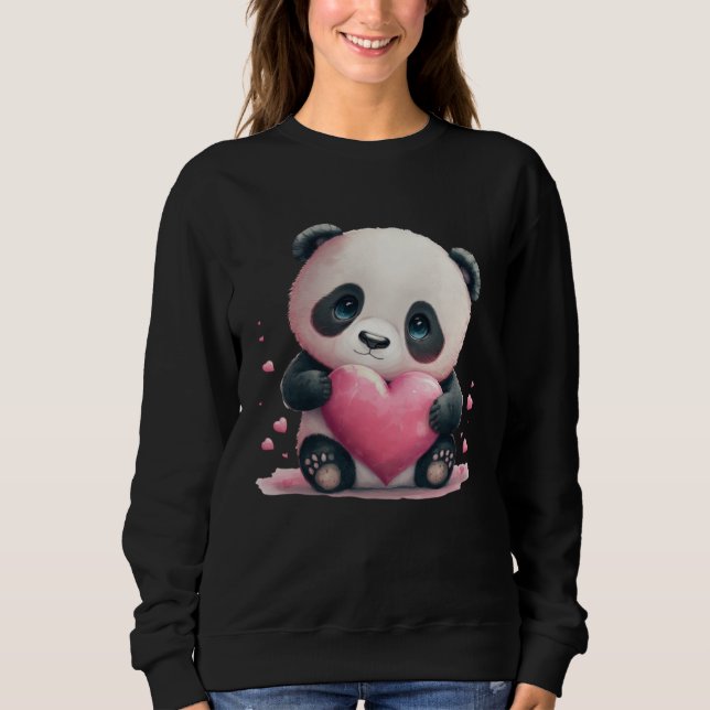 Cute Adorable Baby Panda Love Heart Sweatshirt (Vorderseite)