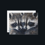 Cute Adorable Baby Raccoons AI Painting Postkarte<br><div class="desc">Two adorable baby raccoons painting AI generated art</div>