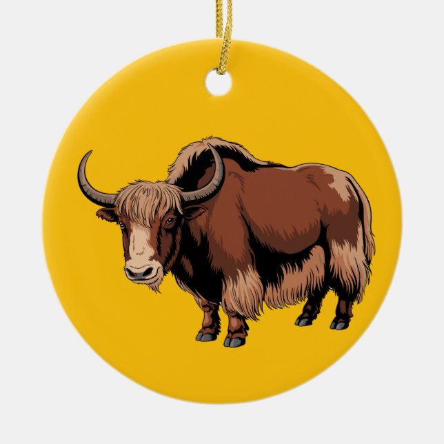 Cute & adorable brown Yak  Keramik Ornament (Vorne)
