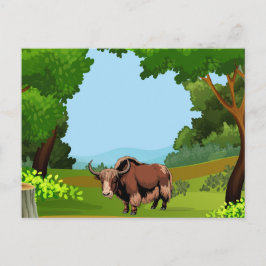 Cute & adorable brown Yak Postkarte
