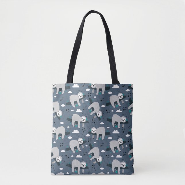 cute adorable gray sloth pattern blue background (Vorderseite)