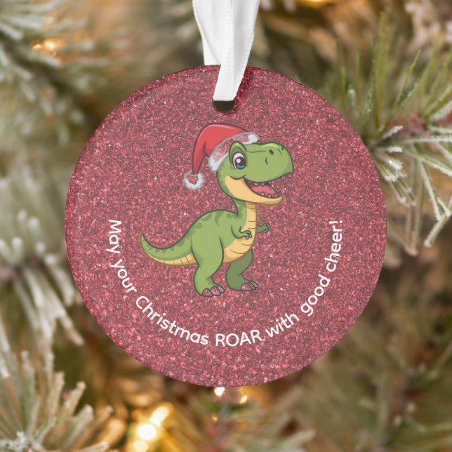 Cute Adorable T-Rex in Santa Hat  Ornament (Baum)