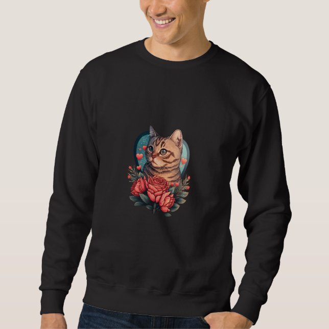 Cute adorable unique Happy Valentine's Day cat hea Sweatshirt (Vorderseite)