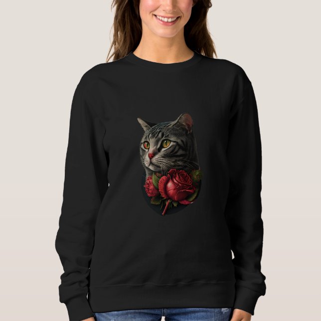 Cute adorable unique Happy Valentine's Day cat hea Sweatshirt (Vorderseite)