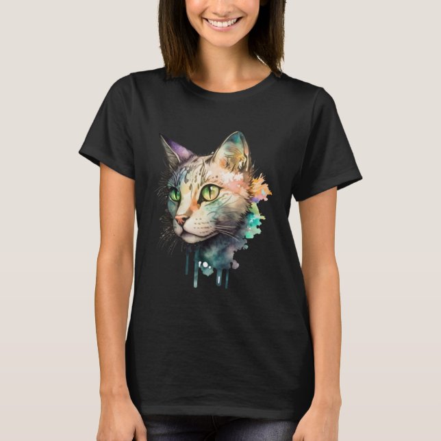 Cute adorable unique watercolor cat T-Shirt (Vorderseite)