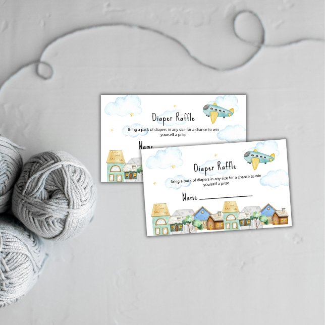 Cute Adventure Aviator Diaper Raffle Baby Shower  Begleitkarte (Cute Adventure Aviator Diaper Raffle Baby Shower Enclosure Card)