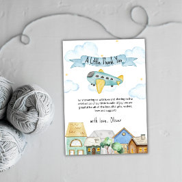 Cute Adventure Awaits Aviator Baby Shower  Dankeskarte