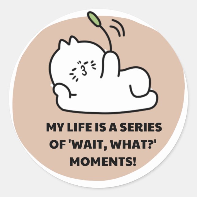 Cute Aesthetic Cat Sticker - Relatable "Wait, What (Vorderseite)