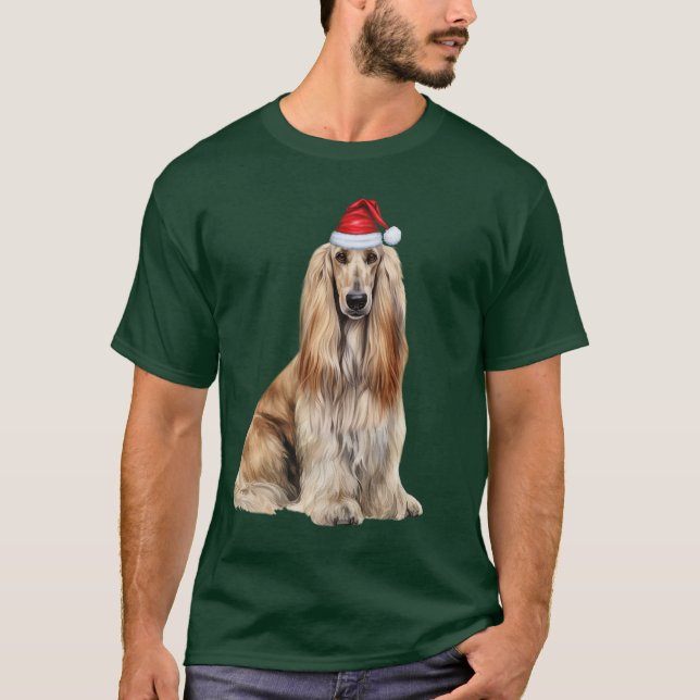 Cute Afghan Hound Dog Lover Funny Christmas T-Shirt (Vorderseite)