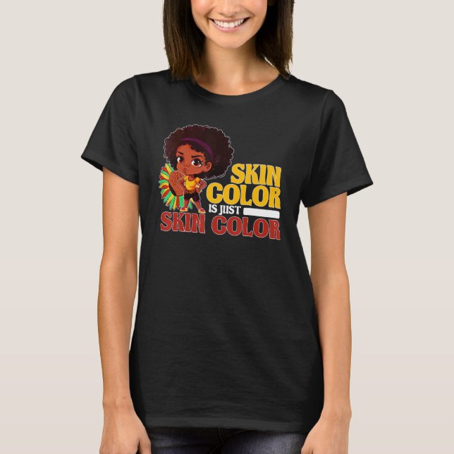 Cute Afro Girl Chibi Positive Black Pride Skin Col T-Shirt (Vorderseite)