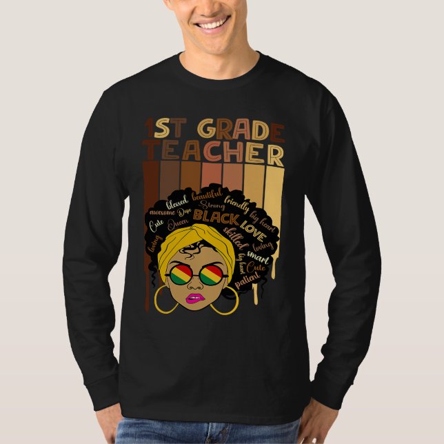 Cute Afro Smart women Black History Month 1st Grad T-Shirt (Vorderseite)