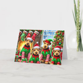 Cute Airedale Terriers Christmas Feiertagskarte