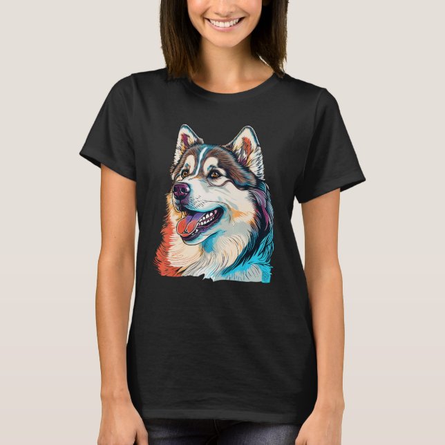 Cute Alaskan Malamute Dog on Alaskan Malamute  3 T-Shirt (Vorderseite)
