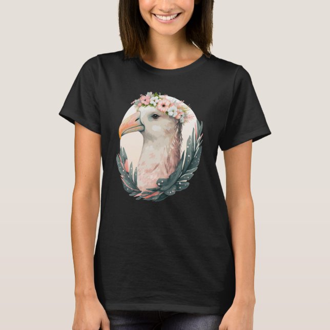 Cute Albatross Bird Flower Crown Floral Tropical B T-Shirt (Vorderseite)