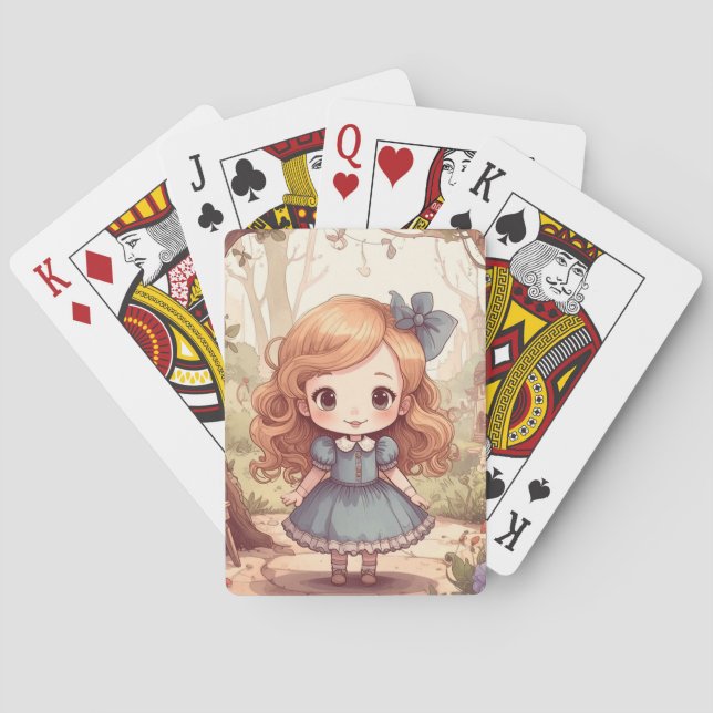 Cute Alice Adventures Wonderland Woodland Art Spielkarten (Rückseite)