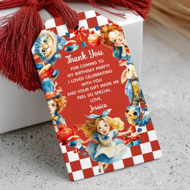 Cute Alice in ONEDERLAND  1st Birthday Thank You  Geschenkanhänger (Von Creator hochgeladen)